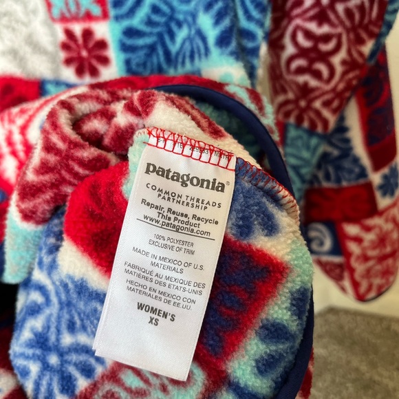 Patagonia Synchilla Snap-T Makai Totally Red Patchwork Pull Over Fleece Size XS - Picture 8 of 11